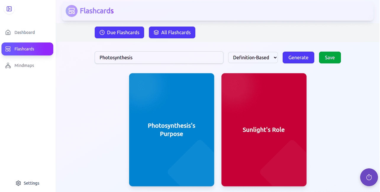 AI Flashcard Example